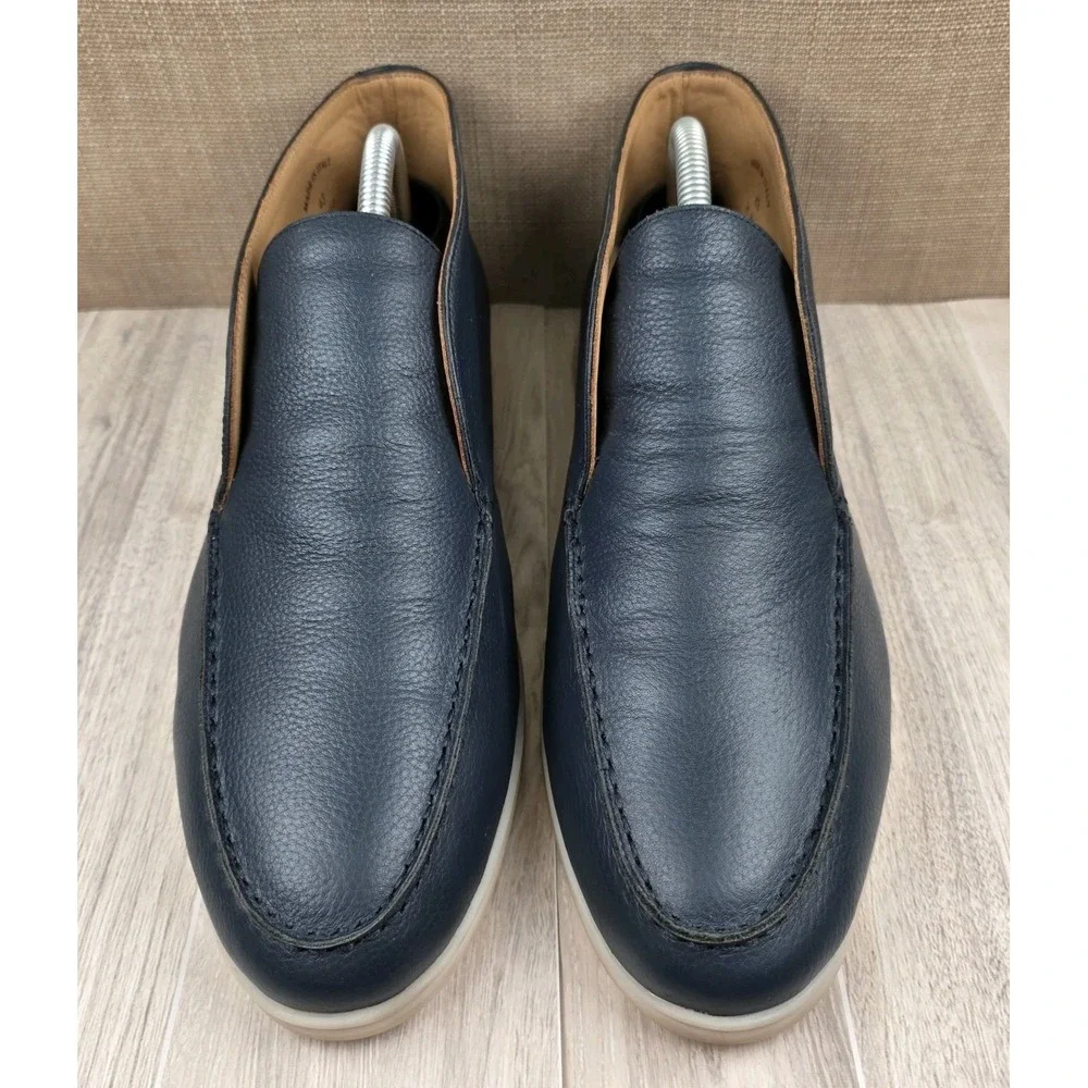 Loro Piana Summer Walk Blue Elk Leather Chukka Ankle Boots Mens EU 43 US 10